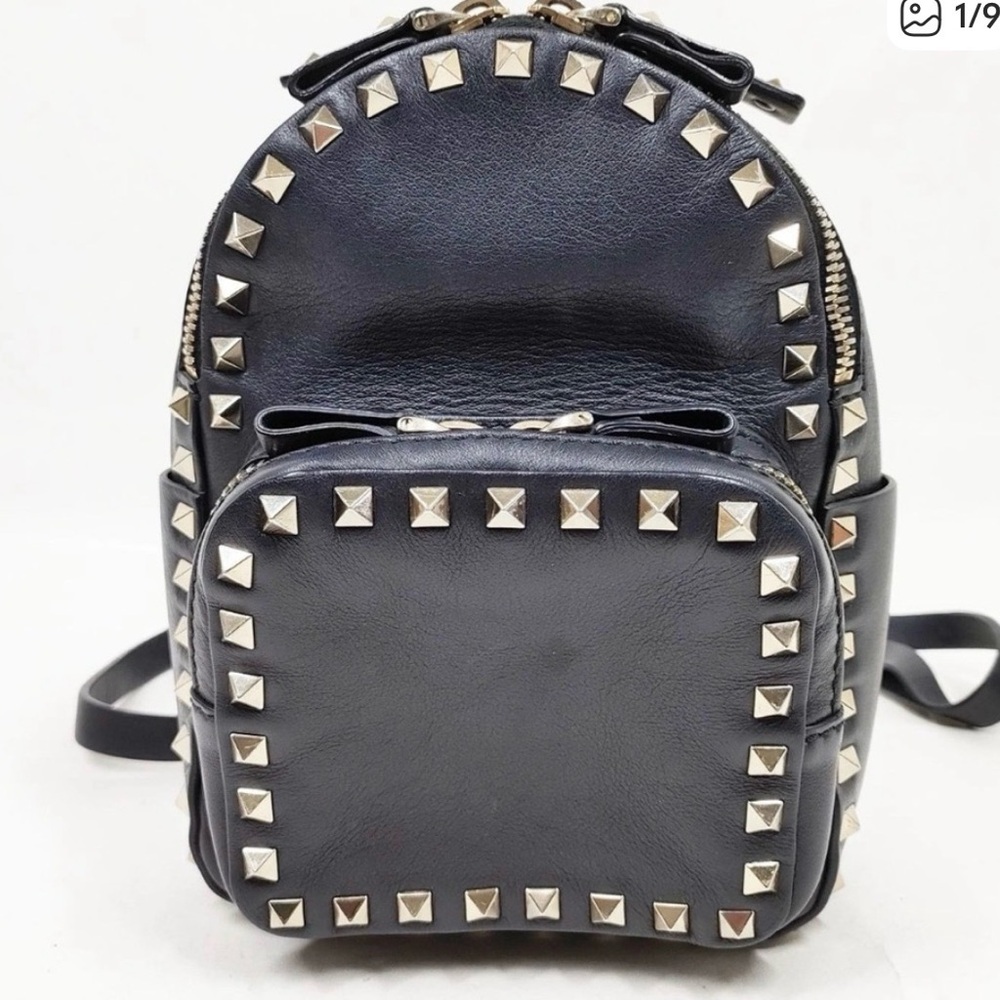 Valentino Garavani Rockstud Rare Mini Backpack Italian Leather Black